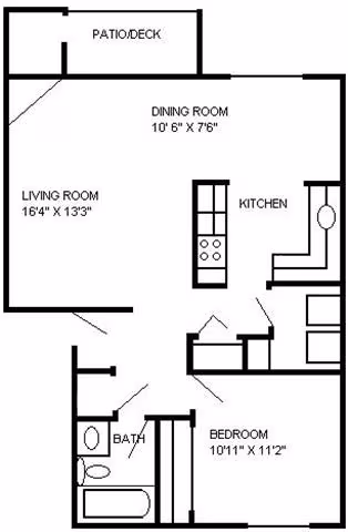 One Bedroom G-09 floor plan